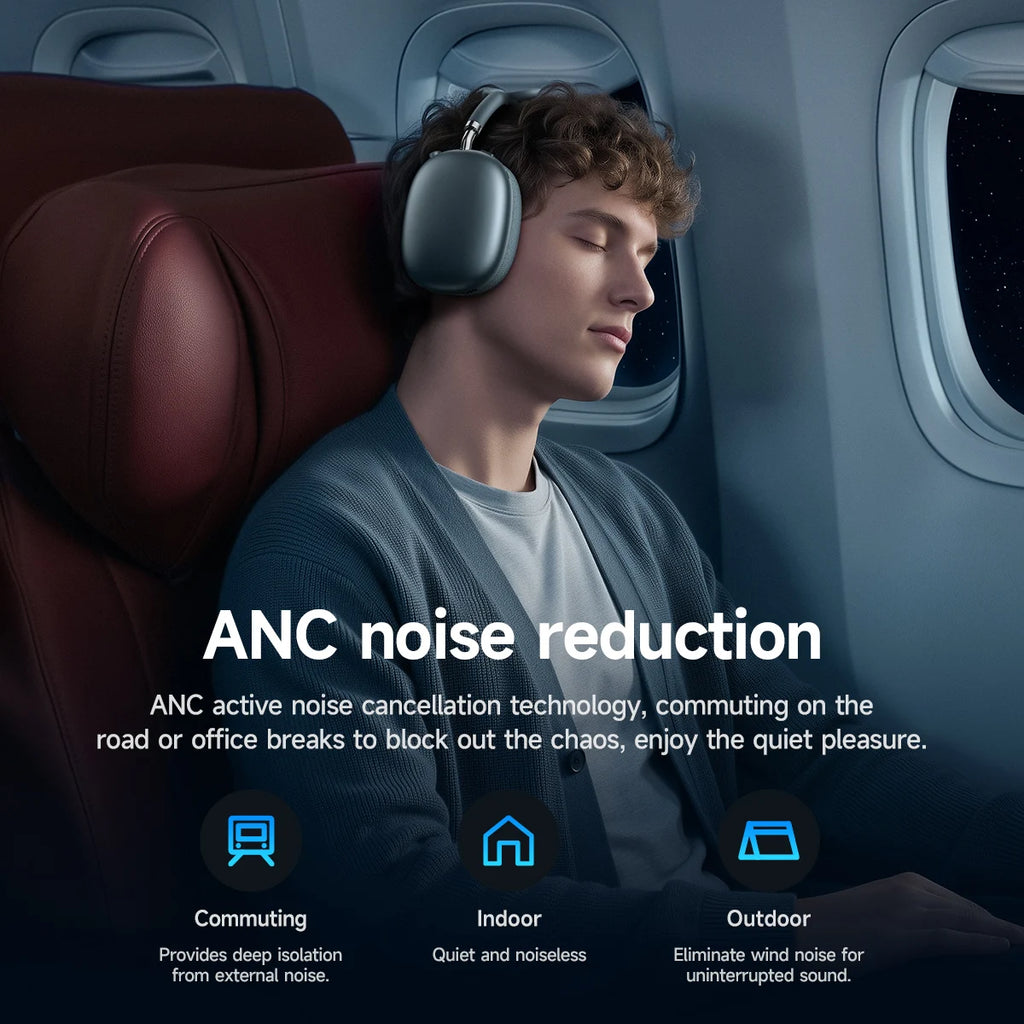 HOCO W65 Plus ANC Noise Reduction Bluetooth Headphones Over The Ear Wireless Big Earphone Hifi Sounds Sport Headsets With Button