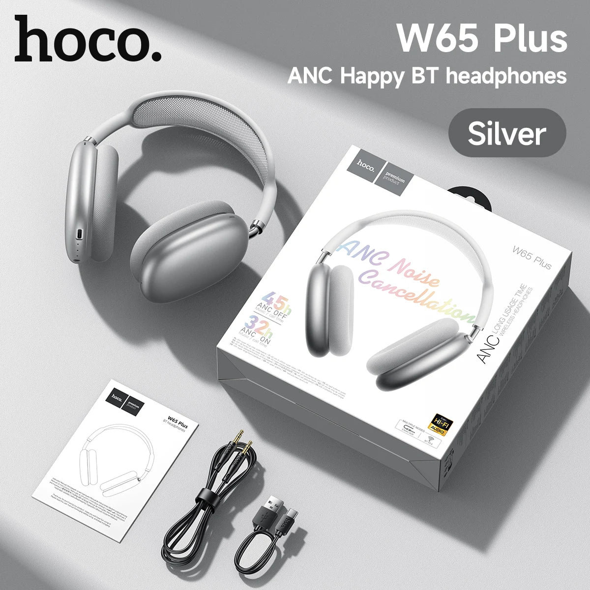 HOCO W65 Plus Headphones - Noise Reduction | Up to 45 hours of Bluetooth