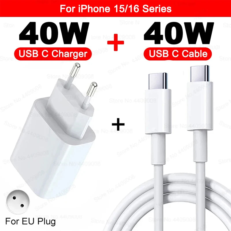 USB-C PD Charger – 40W Fast Charging | Portable Travel Power Adapter for iPhone