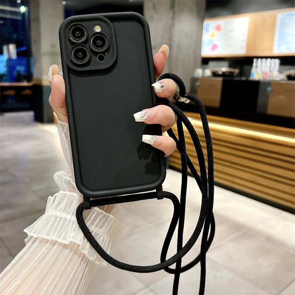 Phone Case For iPhone 14 13 15 Pro Max 12 11 X XS 8 Plus SE2022 – Crossbody Lanyard | Anti-Fingerprint