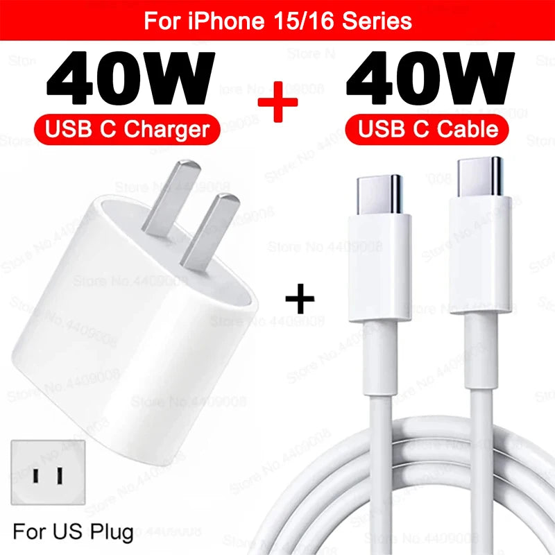 USB-C PD Charger – 40W Fast Charging | Portable Travel Power Adapter for iPhone