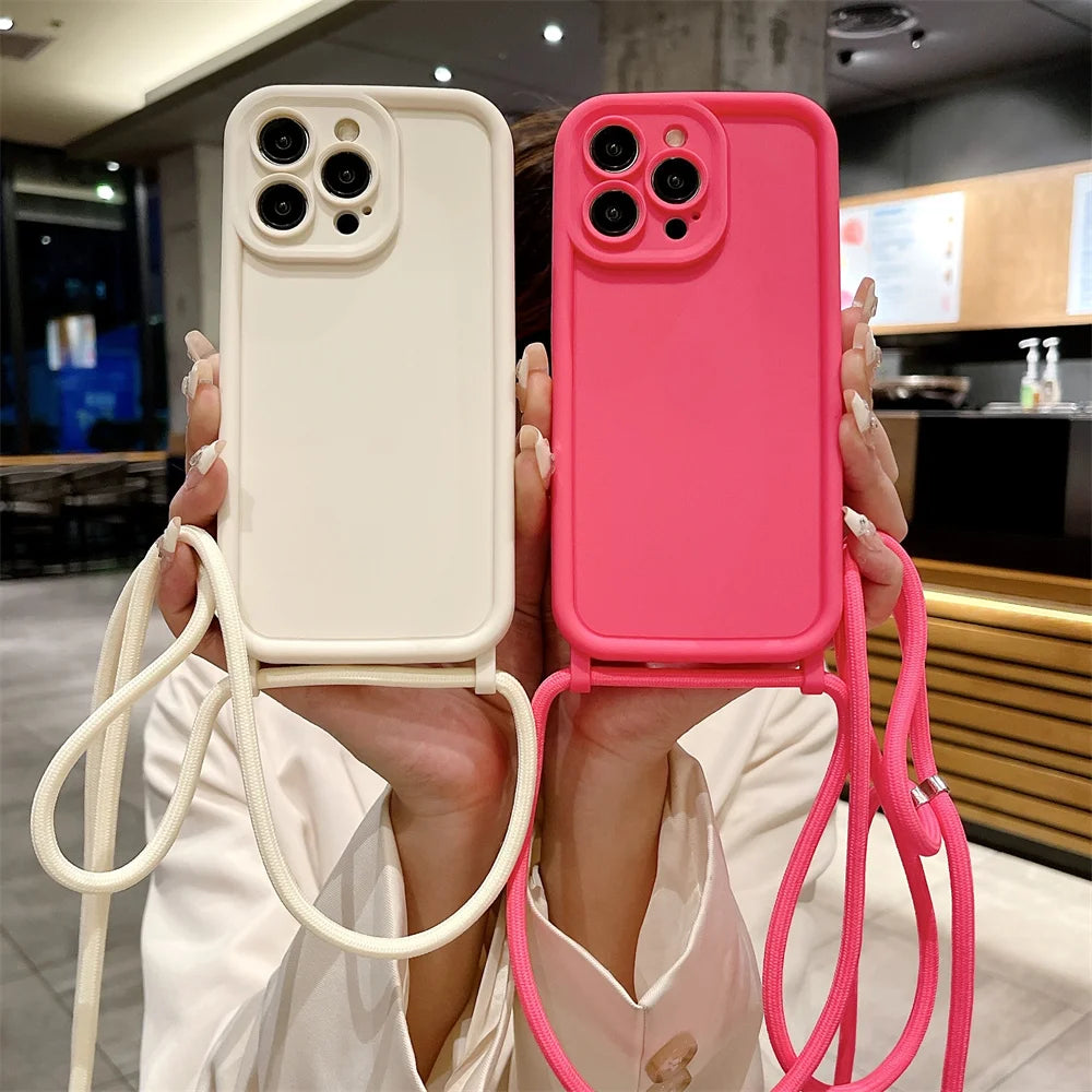 Phone Case For iPhone 14 13 15 Pro Max 12 11 X XS 8 Plus SE2022 – Crossbody Lanyard | Anti-Fingerprint