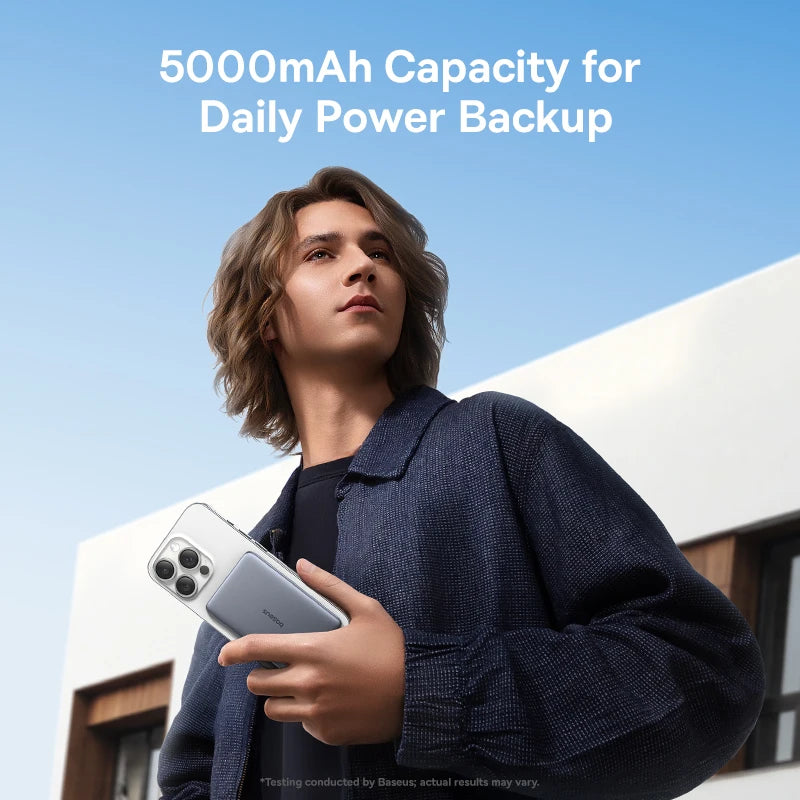 Baseus Magnetic Power Bank – 5000mAh | 15W Wireless, 20W Wired, Ultra Slim Card-Sized